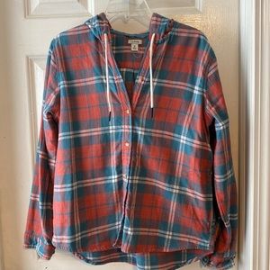 Plaid hooded flannel